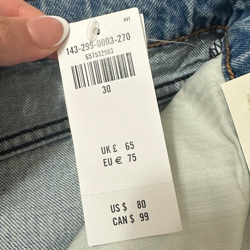 Abercrombie & Fitch High Rise Denim Blue Jean Midi Skirt Size 30 or 10 NWT - Picture 6 of 10